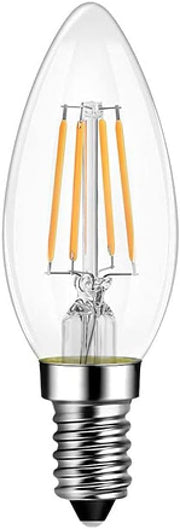 Kedbrooke E14 C35 Candle Bulb, 4 Watt LED Filament Light Bulbs Non-Dimmable Cool Day White 6500K Classic Clear Glass 400LM 90% Energy Saving 25000h Life (Pack of 8)