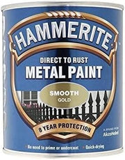 Hammerite Direct to Rust Metal Paint - Smooth Gold Finish 750ML
