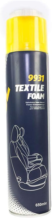MANNOL 9931 Textile Foam | Removes Different Soiling From Furniture Upholstery Vehicle Interiors Carpets Fabric - (650ml)