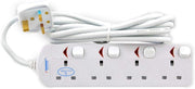 834UK 4 way UK Sockets Power Extension with individual switches, 3Meter Cable & UK plug - ESMA approved