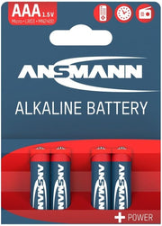 ANSMANN AAA Size Batteries [Pack of 4] Long Lasting Alkaline Disposable AAA Type 1.5V Battery For Cordless Phone Handsets, Toys, Digital Cameras, Remote Controls & Game Consoles