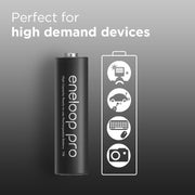 Eneloop Panasonic pro ready-to use Ni-MH battery, AAA/Micro, 4-pack, min. 930 mAh, 500-charge cycle life, very high power performance & low self-discharge, plastic free packaging