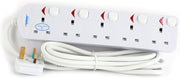 835UK 5 way UK Sockets Power Extension with individual switches, 3Meter Cable & UK plug - ESMA approved
