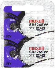 Maxell 2 x SR626SW 377 1.55v Silver Oxide Button Cell Watch Battery - Official Genuine