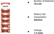 Maxell 10 x AG13 LR44 A76 1.5V Alkaline Batteries