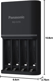 Eneloop Panasonic Eneloop Pro Charger With Pack Of 4 Aa 2550Mah Rechargeable Batteries, K-Kj55Hc40S2