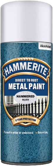 Hammerite 5084783 Metal Paint: Hammered Silver 400ml (Aerosol)