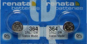 Renata 2 364 SR621SW Silver Oxide Zero Mercury Electronic Batteries