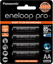 Panasonic eneloop pro AA 2550mAh Rechargeable Batteries, Pack of 4, BK-3HCCE4BT3