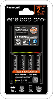 Eneloop Panasonic Eneloop Pro Charger With Pack Of 4 Aa 2550Mah Rechargeable Batteries, K-Kj55Hc40S2