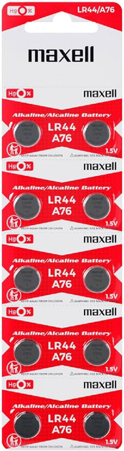 Maxell 10 x AG13 LR44 A76 1.5V Alkaline Batteries