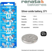 Renata 2 371 SR920SW 1.55V Silver Oxide Zero Mercury Alkaline Electronic Batteries