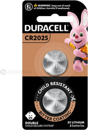 DURACELL CR2025 COIN BATTERIES 3V LITHIUM 2 BATTERIES