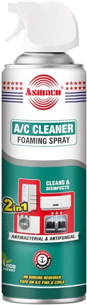Asmaco Air Conditioner Cleaner, Foaming Spray, Interior, Anti Bacterial, Anti Fungul