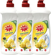 Aqua Premium Dish Wash Liquid 500ml x 3 Pack – Lemon Fresh | Powerful Grease Removal | Skin-Friendly | Long-Lasting Foam