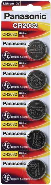 PANASONIC BATTERIES CR2032 LITHIUM BATTERY, 3V, COIN CELL (5 pieces)