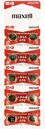 Maxell 10 x AG13 LR44 A76 1.5V Alkaline Batteries