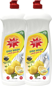 Aqua Premium Dish Wash Liquid 1L x 2 Pack – Powerful Grease Removal | Lemon Fresh | Gentle on Hands | Long-Lasting Foam