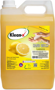 Klean x Hand Wash – Antibacterial & Moisturizing Liquid Soap, 5 Ltr – Gentle, Dermatologist-Approved, Soft on Skin, Suitable for All Skin Types, Soft Hands (Lemon)