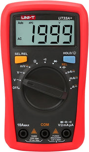 Uni-T UT33A+ Palm Size Digital Multimeter with 2mF capacitance test, 2 meters drop test, precision protection, AC-DC V, AC-DC A, Resistance, Diode, Continuity, Auto Range etc.