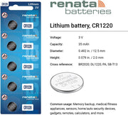 Renata CR1220 Watch Batteries 5Pcs