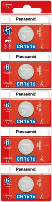 Panasonic Lithium 3V Coin Battery CR1616, Pack of 5