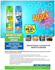 ASMACO Attack Disinfectant Sanitizer Spray - Ocean Breeze, 400ml