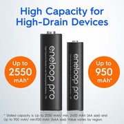 Panasonic eneloop pro AA 2550mAh Rechargeable Batteries, Pack of 4, BK-3HCCE4BT3