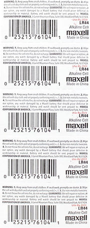 Maxell LR440-10PK LR44 Batteries (Pack of 10)