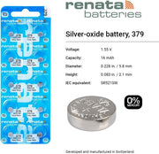Renata 379 Watch Batteries, 5 Pieces