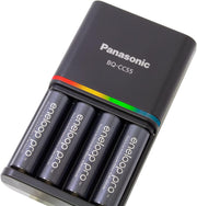 Eneloop Panasonic Eneloop Pro Charger With Pack Of 4 Aa 2550Mah Rechargeable Batteries, K-Kj55Hc40S2