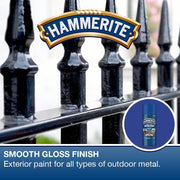 Hammerite 5092970 Direct To Rust Metal Paint Aerosol Smooth Blue Finish 400ml