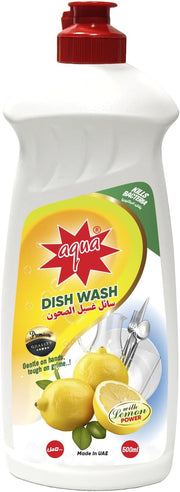 Aqua Premium Dish Wash Liquid 500ml – Tough on Grease, Gentle on Hands | Sparkling Clean Finish | Lemon Fresh Formula