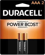Duracell - AAA 1.5V Alkaline LR03 / MN2400 Batteries 10 Years Extra Life Long Power Pack Of 2 Shelf
