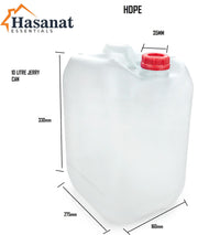 Hasanat Essentials Multipurpose Plastic Jerry Can Perfect for Transporting Water Fuel Lubricants Outdoor Camping Hiking 10 Litre HDPE White (10 LITRE)