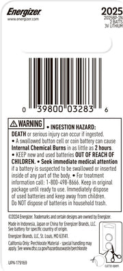 Energizer Battery, 3V Lithium Coin Cell Batteries, Packaging May Vary, Black, 2 Count