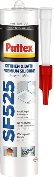 Pattex Sanitary Antimould White Pressure Pack, For Indoor Sealing, Ideal For Bathroom & Kitchen, Waterproof And Mould Resistant. Easy To Use Sealant,White, 1X200ml Pressure Pack,2751638