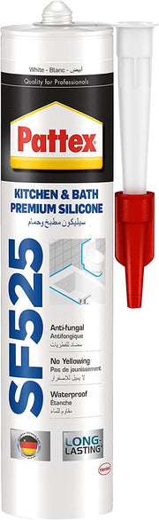 Pattex Sanitary Antimould White Pressure Pack, For Indoor Sealing, Ideal For Bathroom & Kitchen, Waterproof And Mould Resistant. Easy To Use Sealant,White, 1X200ml Pressure Pack,2751638