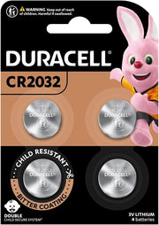 Duracell Lithium Coin Battery 3V, 4 Pieces (Cr2032)[Lasts Up To 100% Longer] & [Child Resistant Packaging] Silver