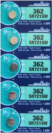 Murata Watch Battery (SR721SW/362, Pack of 5)