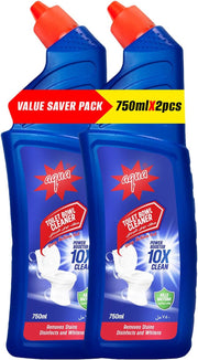 Aqua Toilet Bowl Cleaner 750ml – Powerful Disinfectant Formula for Stain & Odor Removal | Thick Gel with Limescale Protection | Fresh Fragrance | Suitable for All Toilets