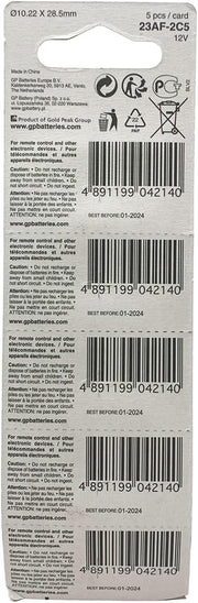 GP Alkaline High Voltage 23AE (MN21) card of 5