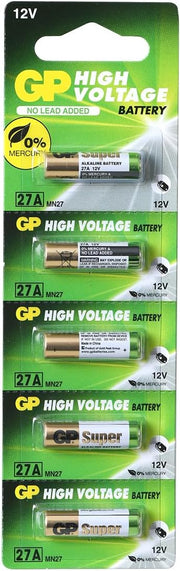 GP Batteries GP27A-C5 High Voltage Super Alkaline Battery (Strip Of Five)