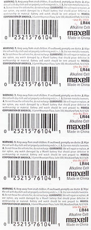 Maxell LR44 (A76) Batteries, 20 Count