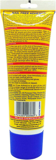 Langlow Nail Free Adhesive Tube 250 ml, Multi-purpose Gap Filling Adhesive, High Strength, Flexible Bond For Virtually All Types Of Porous Or Semi-porous Substrates. Made in UK