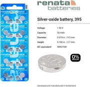 Renata New 10 Pcs/ 1 Card Silver Oxide Battery SR927SW, 395