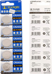 TIANQIU 2032 Battery (CR2032/ DL2032/ E-CR2032/ SB-T51/ LF1/ 2V) Lithium 3v (1 Pack of 5)