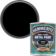 Hammerite 5092829 Satin Metal Paint, Black, 750ml