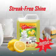 Aqua Dish Wash Liquid – 5 Litres | Lemon Fragrance | Powerful Grease Removal | Gentle on Hands | Long-Lasting Formula for Sparkling Clean Dishes