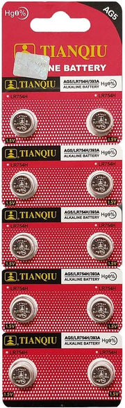 AG5-393 - LR48 button cell watch batteries for Watches, LED torches - 10 Pack